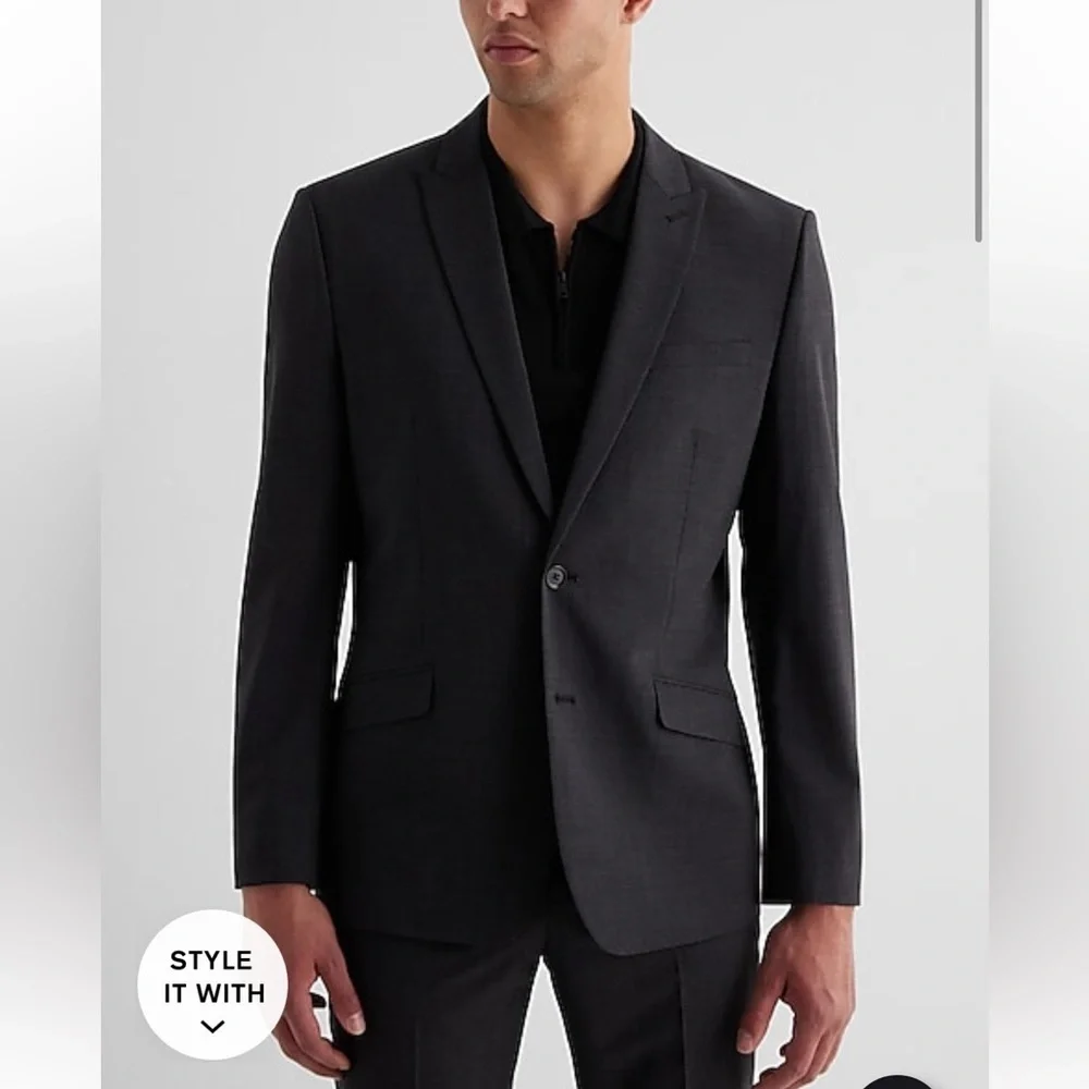 [Express] NWT Slim Charcoal Wool-Blend Modern Tech Suit Jacket